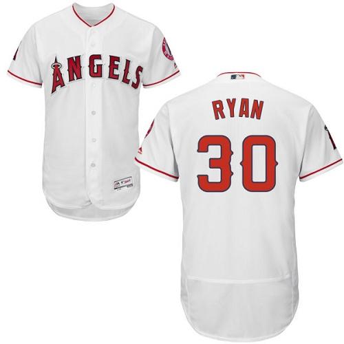 Angels of Anaheim #30 Nolan Ryan White Flexbase Authentic Collection Stitched MLB Jersey